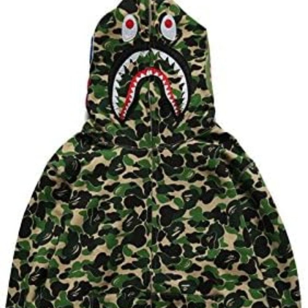 Camo Bape Shark Zip Up Hoodie